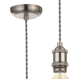 Inlight - Vintage Style Braided Grey Cable Ceiling Pendant - Satin Nickel