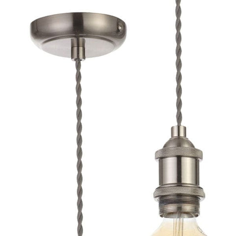 Inlight - Vintage Style Braided Grey Cable Ceiling Pendant - Satin Nickel - SE Home