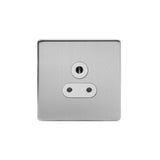 Screwless Brushed Chrome - White Trim - Slim Plate Screwless Brushed Chrome 5a Plug Socket  Unswitched