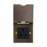 Screwless Antique Brass 13A 1 Gang Euromod Floor Socket - SE Home