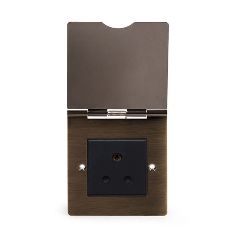 Screwless Antique Brass 5 Amp Floor Socket 1 Gang Euromod - SE Home