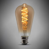4w B22 Vintage Edison ST64 LED Light Bulb 1800K Spiral Filament Teardrop Dimmable - SE Home