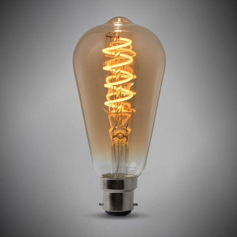 LED Vintage Bulbs 4w B22 Vintage Edison ST64 LED Light Bulb 1800K Spiral Filament Teardrop Dimmable