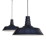 Hand Painted Iron Pendant Lights Large Argyll Industrial Pendant Light Squid Ink Navy Blue