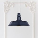 Hand Painted Iron Pendant Lights Large Argyll Industrial Pendant Light Squid Ink Navy Blue