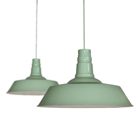 Hand Painted Iron Pendant Lights Large Argyll Industrial Pendant Light Chalk Mint Green