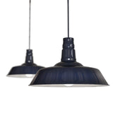 Hand Painted Iron Pendant Lights Squid Ink Navy Blue Industrial Breakfast Bar Pendant Light - Argyll