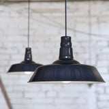 Hand Painted Iron Pendant Lights Squid Ink Navy Blue Industrial Breakfast Bar Pendant Light - Argyll