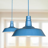 Hand Painted Iron Pendant Lights Aston Blue Industrial Breakfast Bar Pendant Light - Argyll