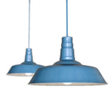 Hand Painted Iron Pendant Lights Aston Blue Industrial Breakfast Bar Pendant Light - Argyll