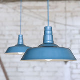 Hand Painted Iron Pendant Lights Aston Blue Industrial Breakfast Bar Pendant Light - Argyll