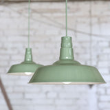 Hand Painted Iron Pendant Lights Chalk Mint Green Industrial Breakfast Bar Pendant Light- Argyll