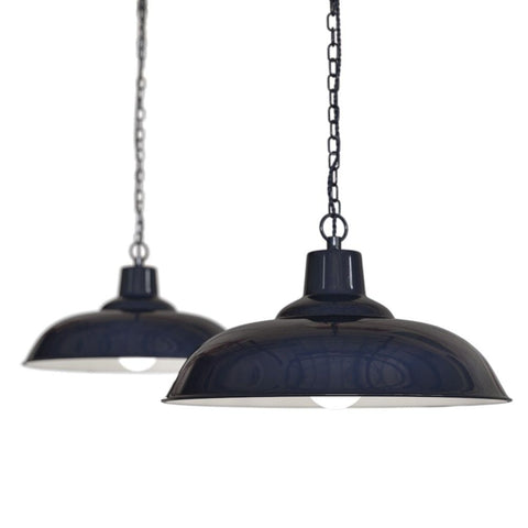 Hand Painted Iron Pendant Lights Portland Reclaimed Style Industrial Pendant Light Squid Ink Navy Blue