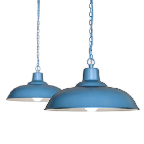 Hand Painted Iron Pendant Lights Portland Reclaimed Style Industrial Pendant Light Aston Blue