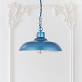 Hand Painted Iron Pendant Lights Portland Reclaimed Style Industrial Pendant Light Aston Blue