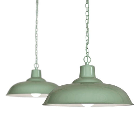 Portland Reclaimed Style Industrial Pendant Light Chalk Mint Green - SE Home