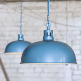 Hand Painted Iron Pendant Lights Berwick Rustic Dome Pendant Light Aston Blue