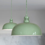 Hand Painted Iron Pendant Lights Berwick Rustic Dome Pendant Light Chalk Mint Green