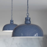 Hand Painted Iron Pendant Lights Leaden Grey Slate Rustic Dome Pendant Light - Berwick