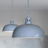 Hand Painted Iron Pendant Lights Berwick Rustic Dome Pendant Light French Grey