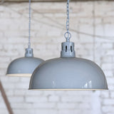 Hand Painted Iron Pendant Lights Berwick Rustic Dome Pendant Light French Grey