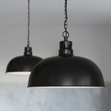 Hand Painted Iron Pendant Lights Berwick Rustic Dome Pendant Light Matt Black