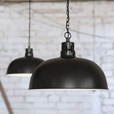 Hand Painted Iron Pendant Lights Berwick Rustic Dome Pendant Light Matt Black