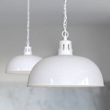 Hand Painted Iron Pendant Lights Berwick Rustic Dome Pendant Light Pure White