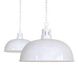 Hand Painted Iron Pendant Lights Berwick Rustic Dome Pendant Light Pure White