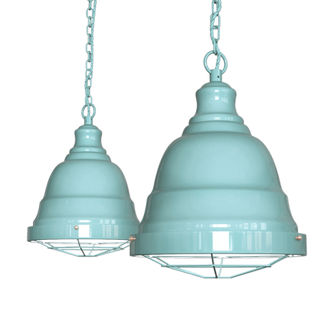 Ganton Vintage Cage Pendant Light Duck Egg Blue Turquoise - SE Home