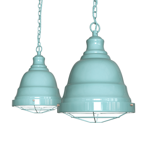 Hand Painted Iron Pendant Lights Ganton Vintage Cage Pendant Light Duck Egg Blue Turquoise