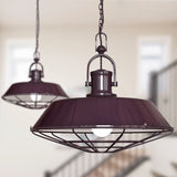 Hand Painted Iron Pendant Lights Brewer Cage Industrial  Pendant Light Mulberry Red Burgundy