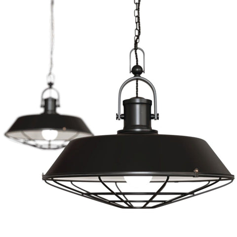 Hand Painted Iron Pendant Lights Brewer Cage Industrial  Pendant Light Matt Black