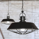 Hand Painted Iron Pendant Lights Brewer Cage Industrial  Pendant Light Matt Black