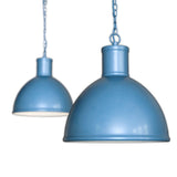Hand Painted Iron Pendant Lights Wardour Industrial Bay Pendant Light Aston Blue