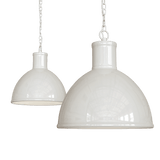 Hand Painted Iron Pendant Lights Wardour Industrial Bay Pendant Light Clay White Cream