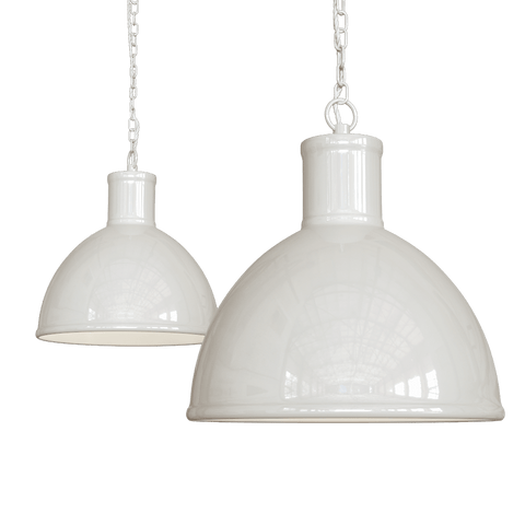 Hand Painted Iron Pendant Lights Wardour Industrial Bay Pendant Light Clay White Cream