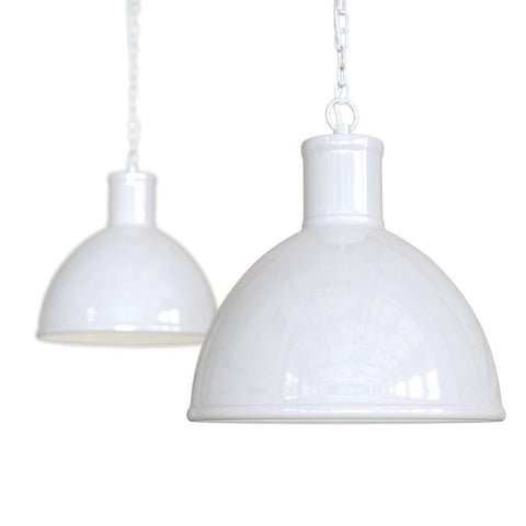 Hand Painted Iron Pendant Lights Wardour Industrial Bay Pendant Light Pure White