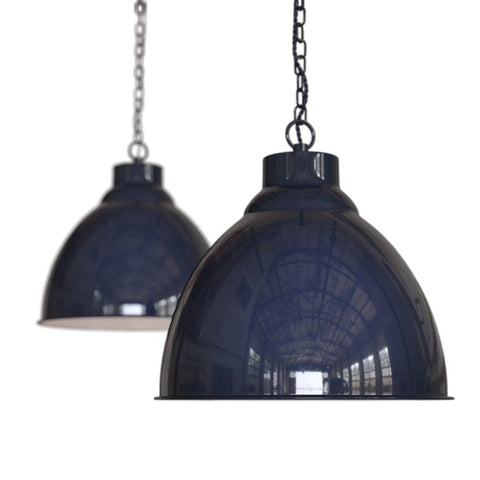 Hand Painted Iron Pendant Lights Oxford Vintage Pendant Light Squid Ink Navy Blue