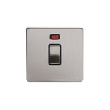 Screwless Brushed Chrome 20A 1 Gang Double Pole Switch With Neon - SE Home