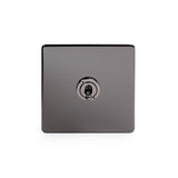 Screwless Black Nickel - Black Trim - Slim Plate Screwless Black Nickel 1 Gang Intermediate Toggle Light Switch - Black