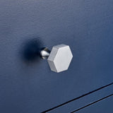 Hexagon Brass Cupboard Door Knob Handle - Silver - SE Home