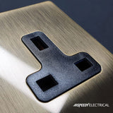 Screwless Antique Brass - Black Trim - Slim Plate Screwless Antique Brass USB Charger Floor Socket 1 Gang