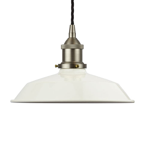 Clay White Small Trinity Metal Painted Pendant Light - Brushed Chrome Lamp Holder & Ceiling Rose - SE Home