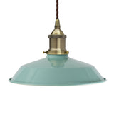 Duck Egg Blue Small Trinity Metal Painted Pendant Light - Antique Brass Lamp Holder & Ceiling Rose - SE Home