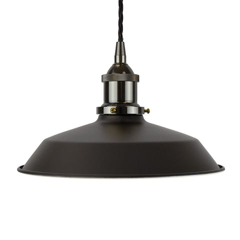 Matt Black Small Trinity Metal Painted Pendant Light - Black Nickel Lamp Holder & Ceiling Rose - SE Home