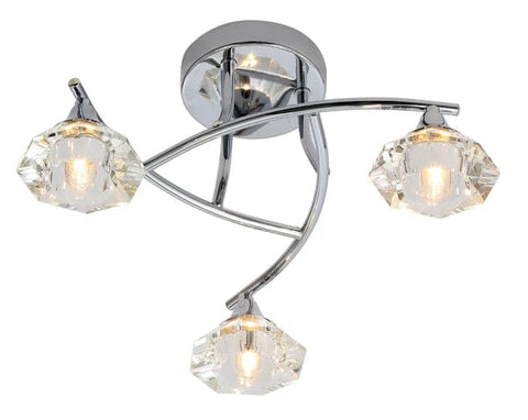 Spa Reena Chrome and  Glass 3 Light Ceiling Fitting IP44 G9
