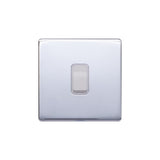 Screwless Polished Chrome - White Trim - Raised Plate Screwless Raised - Polished Chrome 10A 1 Gang 2 Way Light Switch - White Trim