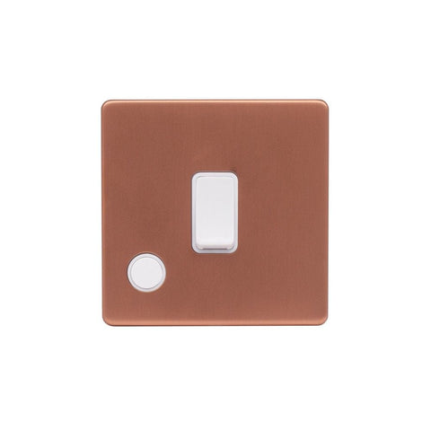 Screwless Brushed Copper - White Trim - Raised Plate Screwless Raised - Brushed Copper 20A 1 Gang Double Pole Switch Flex Outlet - White Trim