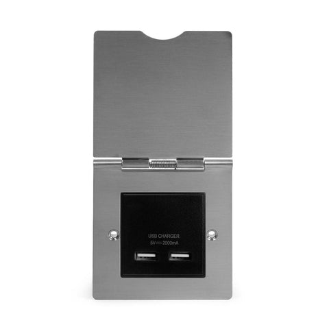 Screwless Brushed Chrome USB Charger Floor Socket 1 Gang - SE Home